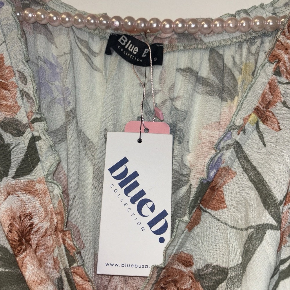 Blue B Floral Dress Sz M Fairy Ethereal Dainty Mini Bell Tropic Beachy NWT Milkm - Picture 6 of 11